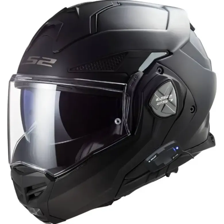 Casco Modulare Reversibile FF901 Ls2 Advant-X Solid Nero Opaco Con Interfono Cardo 4X Integrato