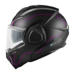 Casco Modulare Reversibile Givi X.36 Fiber Pulse Nero Silver Fuchsia Opaco