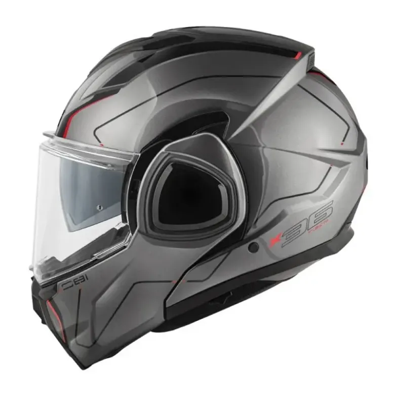 Casco Modulare Reversibile Givi X.36 Fiber Pulse Titanio Nero Rosso