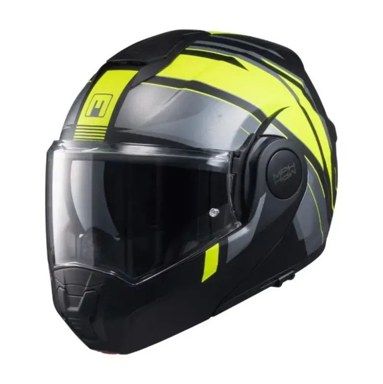 Casco Modulare Reversibile MPH Artra Grafica Vision Nero Argento Giallo