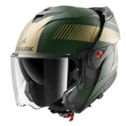 Casco Modulare Shark Oxo Sikter Verde Opaco Chrome Oro