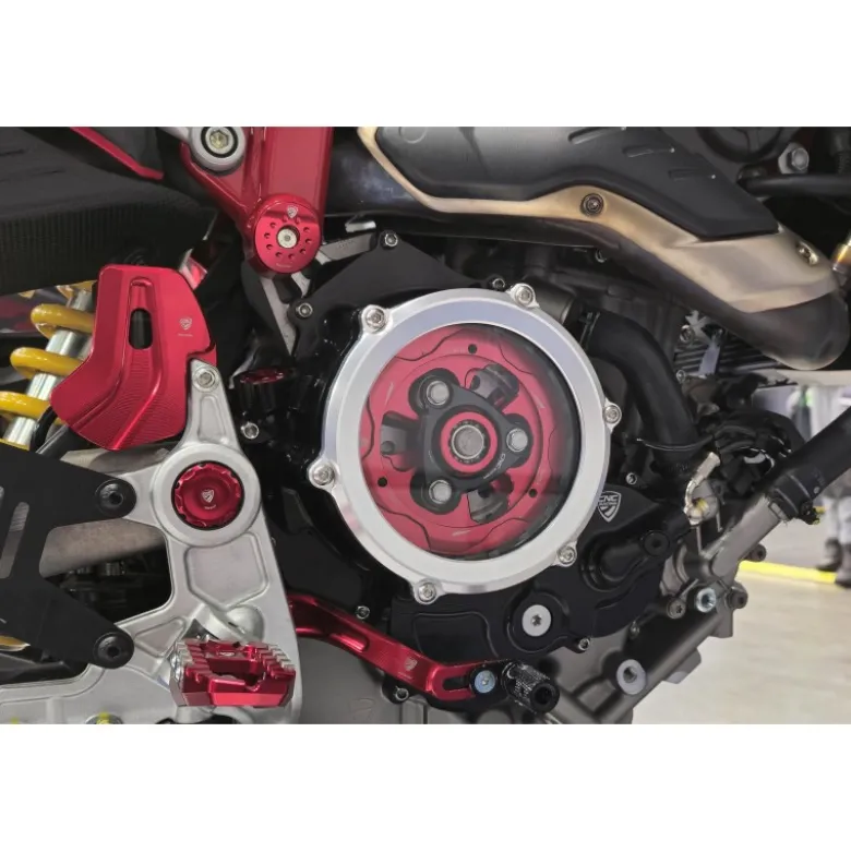 Cnc Racing CA510SG Carter trasparente per frizioni ad olio Ducati BICOLOR Argento/Oro