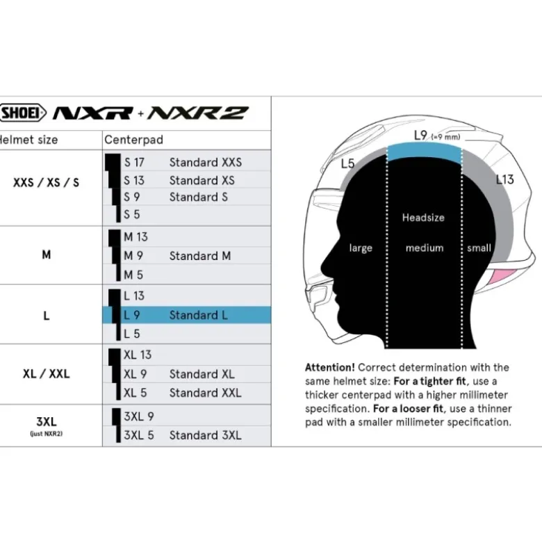 Cuffia Shoei Type-E Center Pad L9 Per Caschi NXR / NXR 2