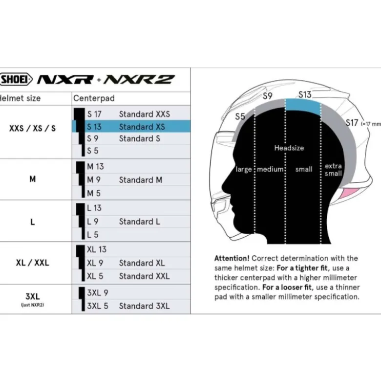Cuffia Shoei Type-E Center Pad S13 Per Caschi NXR / NXR 2