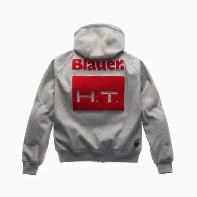 Felpa In Tessuto Blauer Easy Man Open Hoody Luna Melange Rosso