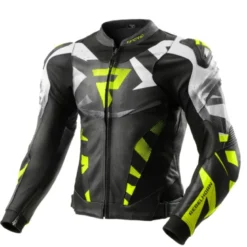 Giacca In Pelle Rebelhorn Inferno Nero Giallo Fluo