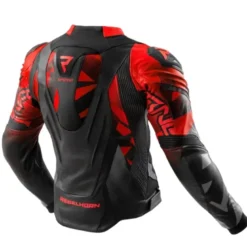 Giacca In Pelle Rebelhorn Inferno Nero Rosso Fluo