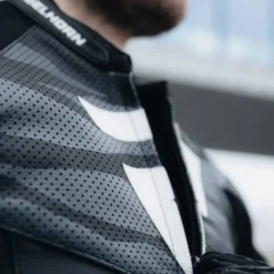 Giacca In Pelle Rebelhorn Vandal Nero Bianco