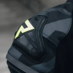 Giacca In Pelle Rebelhorn Vandal Nero Giallo Fluo