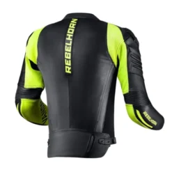Giacca In Pelle Rebelhorn Vandal Nero Giallo Fluo