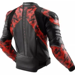 Giacca In Pelle Rebelhorn Veloce Camo Nero Rosso Fluo
