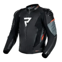 Giacca In Pelle Rebelhorn Veloce Nero Rosso Fluo