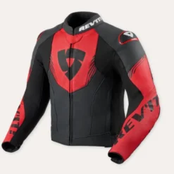 Giacca In Pelle Revit  Argon 3 Nero Neon Rosso