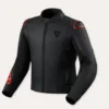 Giacca In Pelle Revit Quadratic Nero Neon Rosso