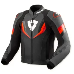 Giacca In Pelle Revit Quantum 3 Nero Neon Rosso