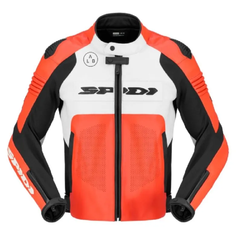 Giacca In Pelle Spidi Hyper-V Pro Perforated Rosso Fluo Bianco Nero