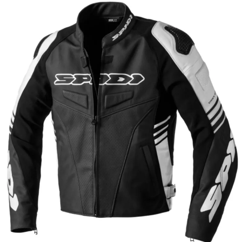 Giacca in Pelle Spidi Track Warrior Nero Bianco