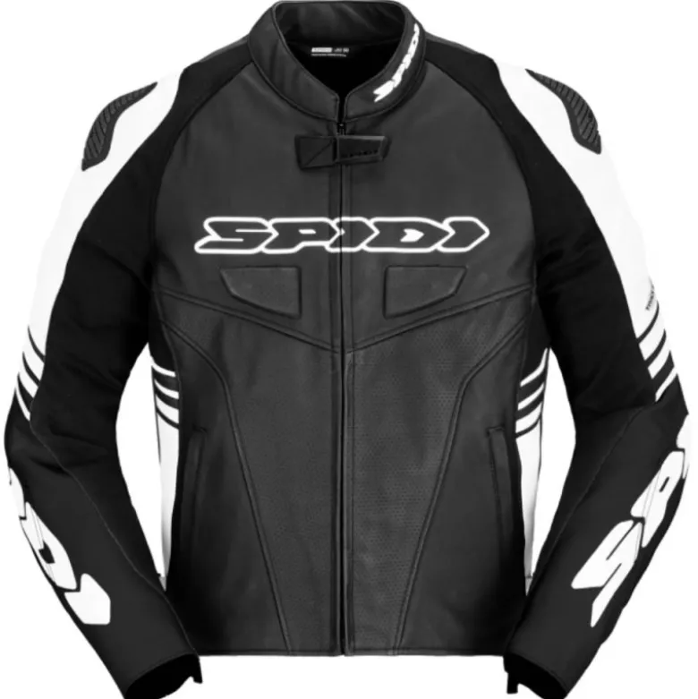 Giacca in Pelle Spidi Track Warrior Nero Bianco