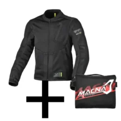 Giacca in Tessuto Macna Torido Nera con Antipioggia Macna Rainossi Nero Rosso