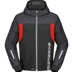 Giacca in Tessuto Spidi Hoodie H2Out 2 Nero Antracite Rosso Fluo