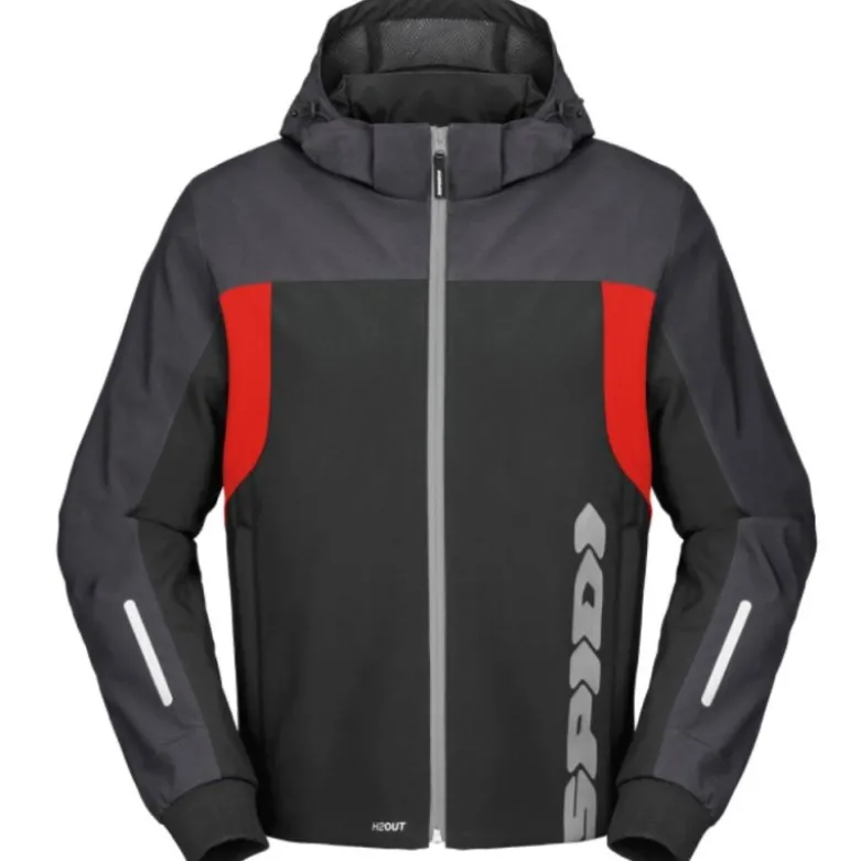 Giacca in Tessuto Spidi Hoodie H2Out 2 Nero Antracite Rosso Fluo