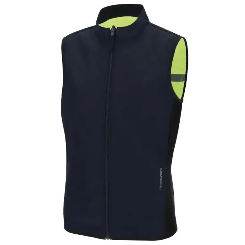 Gilet In Tessuto Antivento Tucano Urbano Nano Switch Gilet Blu Scuro Giallo Fluo