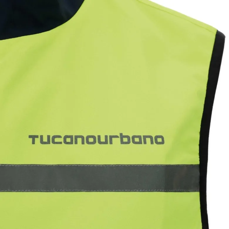Gilet In Tessuto Antivento Tucano Urbano Nano Switch Gilet Blu Scuro Giallo Fluo