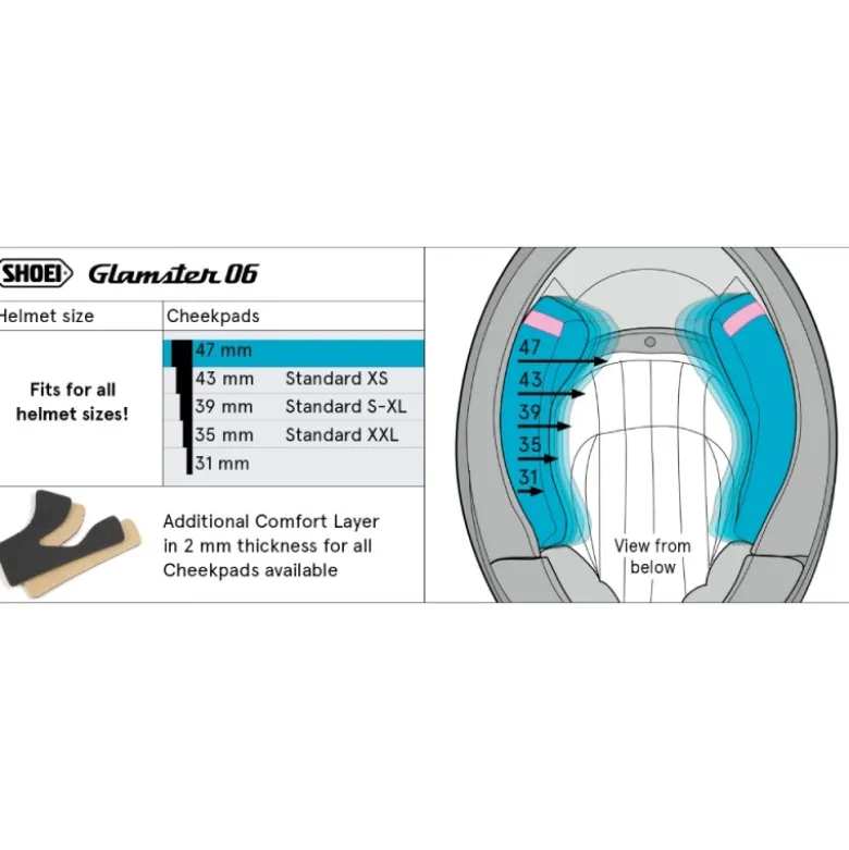 Guanciali Shoei Cheek Pad 47 Per Caschi Glamster / Glamster 06