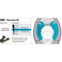 Guanciali Shoei Cheek Pad 39 S/M/L/XL Per Caschi Glamster / Glamster 06