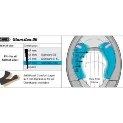 Guanciali Shoei Cheek Pad 35 XXL Per Caschi Glamster / Glamster 06