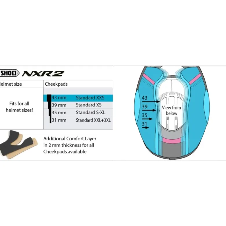 Guanciali Shoei Cheek Pad 43 XXS Per Caschi NXR 2