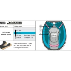 Guanciali Shoei Type-P Cheek Pad 39 Per Casco X-SPR Pro