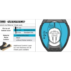 Guanciali Shoei Type-QL Cheek Pad 35 Con Isolante Acustico Per Casco Neotec 3