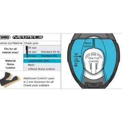Guanciali Shoei Type-QL Cheek Pad 31 Con Isolante Acustico Per Casco Neotec 3
