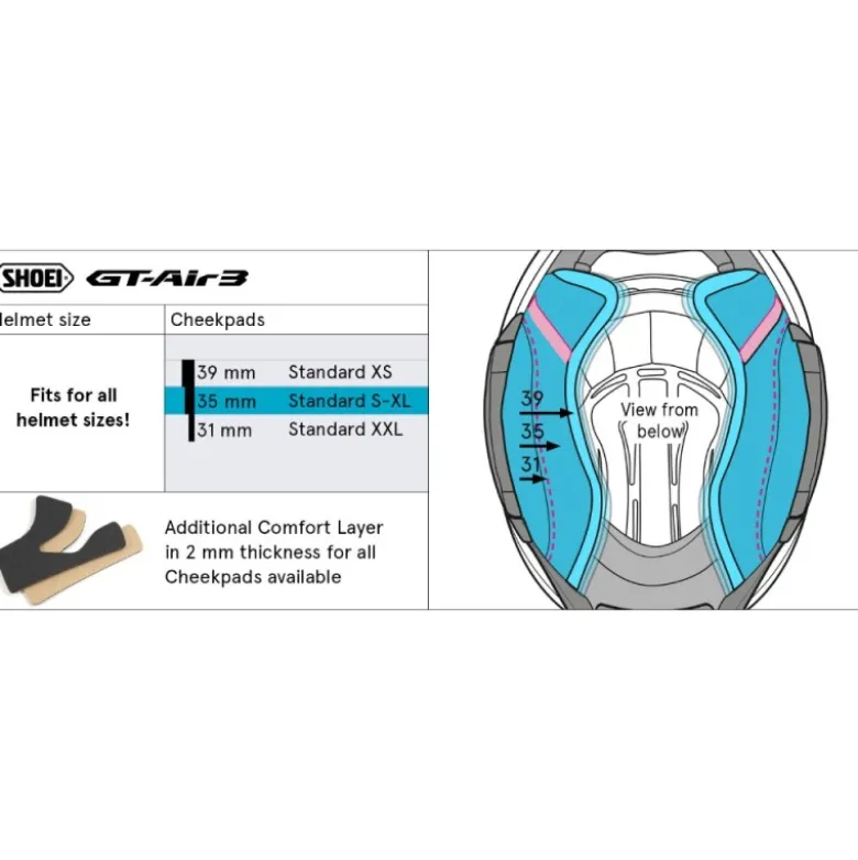 Guanciali Shoei Type-R Cheek Pad 35 Per Casco GT-Air 3
