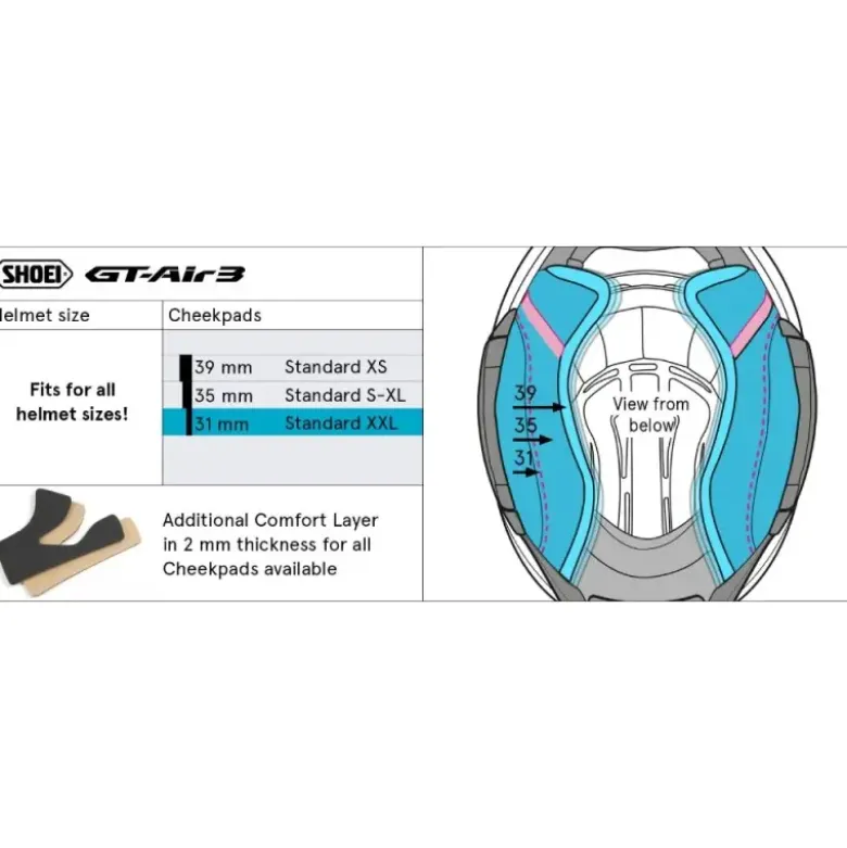 Guanciali Shoei Type-R Cheek Pad 31 Per Casco GT-Air 3