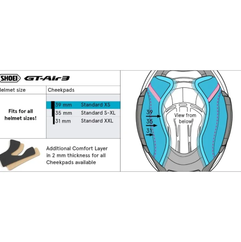 Guanciali Shoei Type-R Cheek Pad 39 Per Casco GT-Air 3