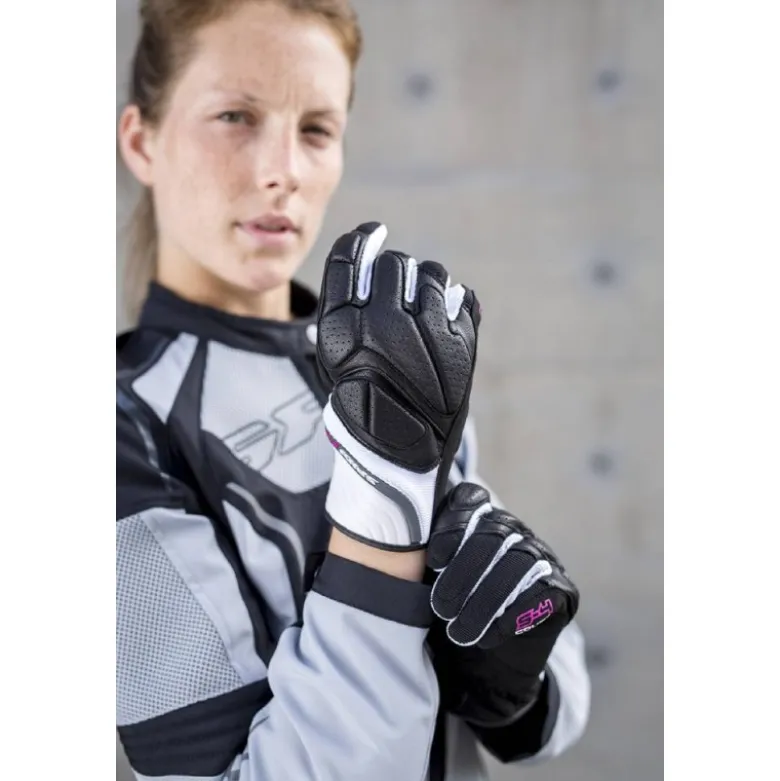 Guanti Donna In Pelle Spidi S-4 Lady Nero Bianco