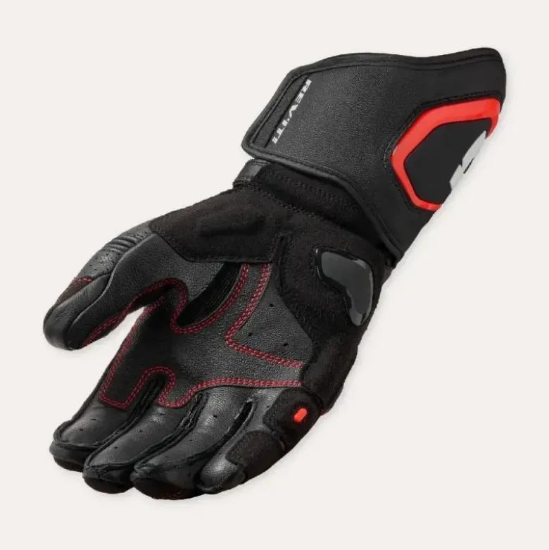 Guanti Moto In Pelle Revit Argon 3 Nero Neon Rosso
