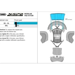 Imbottitura Anteriore Cuffia Shoei Type-P Center Pad Front F9 Per Casco X-SPR Pro