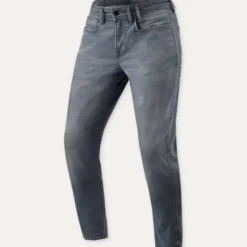 Jeans Uomo Revit Keegan Tapered Grigio Medio Slavato Accorciato L32