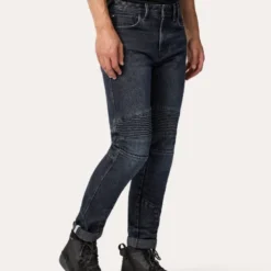 Jeans Uomo Revit Moto 2 Tf Blu Scuro Nero Effetto Usato L32 Accorciato
