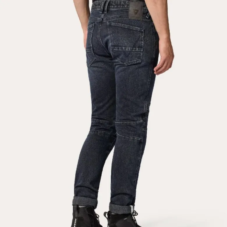 Jeans Uomo Revit Moto 2 Tf Blu Scuro Nero Effetto Usato L34 Standard