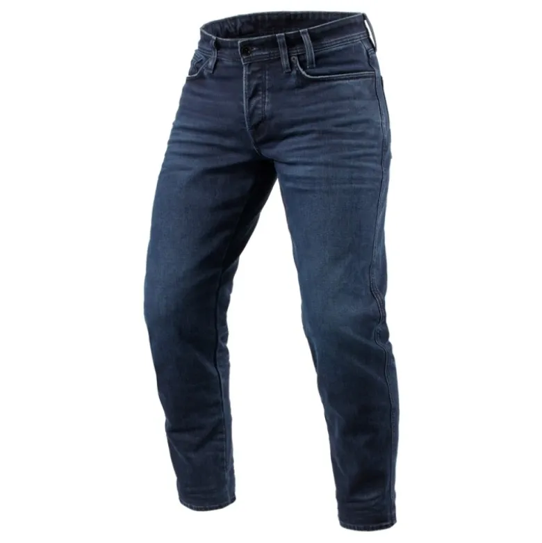 Jeans Uomo Revit Ortes TF Blu Scuro Nero Slavato L30 Extra Accorciato