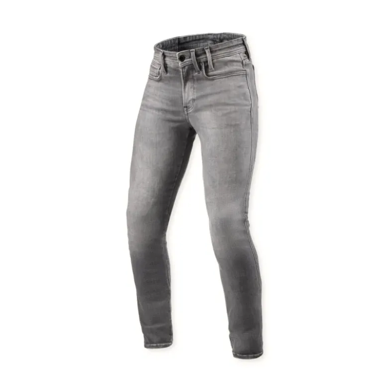 Jeans Uomo Revit Piston 3 Skinny Grigio Medio Used L32 Accorciato