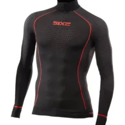 Maglia Tecnica Termica Lupetto Con Zip Unisex Sixs TS13W-CU Nero Rosso