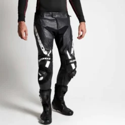 Pantaloni in Pelle Spidi Rr Pro Warrior Nero/Bianco