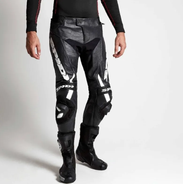 Pantaloni in Pelle Spidi Rr Pro Warrior Nero/Bianco