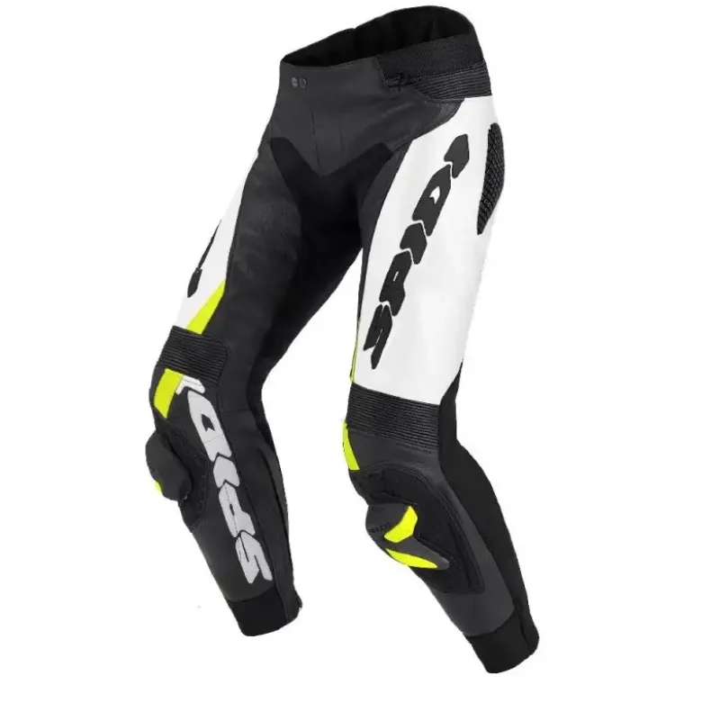 Pantaloni in Pelle Spidi Rr Pro Warrior Nero/Giallo Fluo
