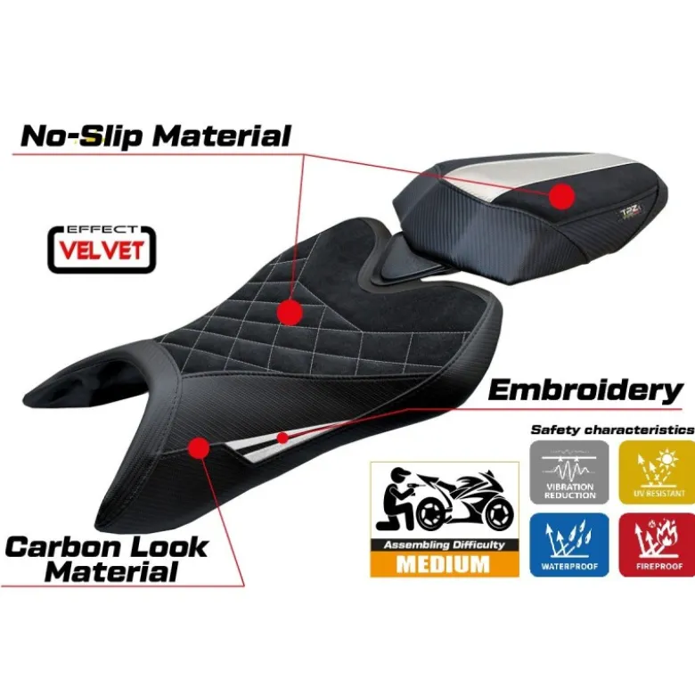 Rivestimento sella compatibile - Aprilia Tuono 457 2025 - mod Vignesh Velvet Special Edition